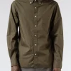 Clearance - Colour Broad Button-Down Shirt in Olive Button-Ups