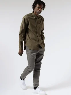 Clearance - Colour Broad Button-Down Shirt in Olive Button-Ups