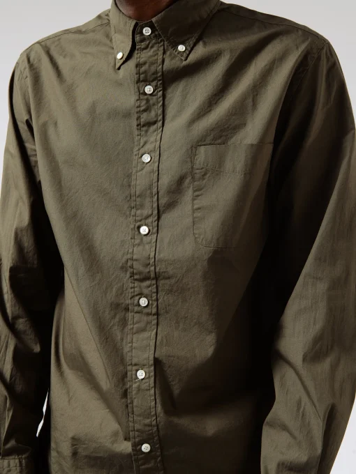 Clearance - Colour Broad Button-Down Shirt in Olive Button-Ups
