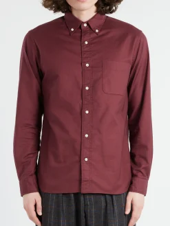 New - Colour Oxford Button Down Shirt in Burgundy Button-Ups