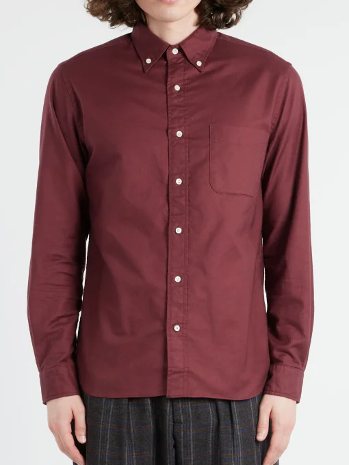 New - Colour Oxford Button Down Shirt in Burgundy Button-Ups