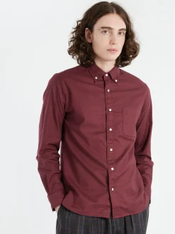 New - Colour Oxford Button Down Shirt in Burgundy Button-Ups