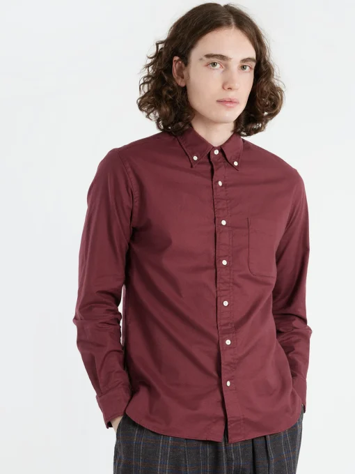 New - Colour Oxford Button Down Shirt in Burgundy Button-Ups