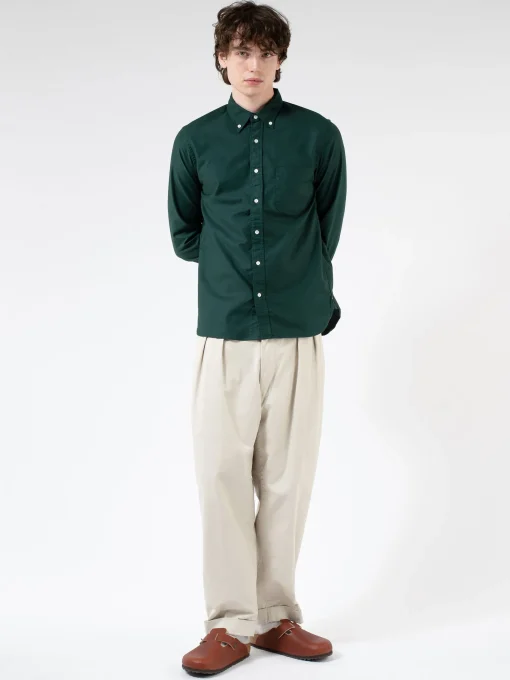 Discount - Colour Oxford Button Down Shirt in Green Button-Ups