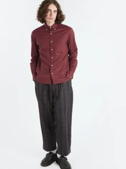 New - Colour Oxford Button Down Shirt in Burgundy Button-Ups