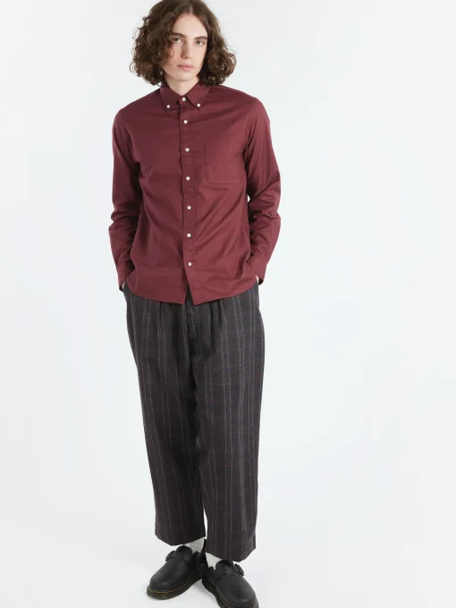 New - Colour Oxford Button Down Shirt in Burgundy Button-Ups