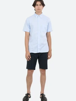 Discount - Coolmax Short Sleeve Button Down Shirt in Blue Button-Ups