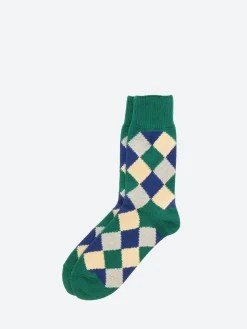 Fashion - Diamond Pattern Socks in Green Socks