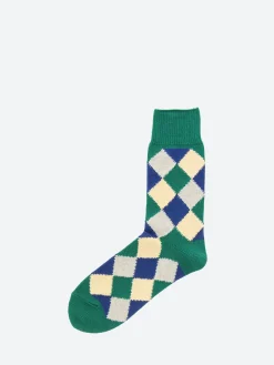 Fashion - Diamond Pattern Socks in Green Socks