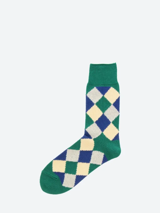 Fashion - Diamond Pattern Socks in Green Socks