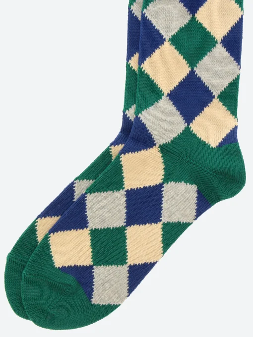 Fashion - Diamond Pattern Socks in Green Socks