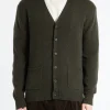 Outlet - Elbow Patch Cardigan in Olive Knitwear
