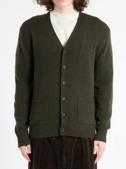 Outlet - Elbow Patch Cardigan in Olive Knitwear