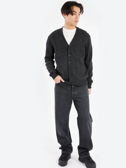 Sale - Elbow Patch Cardigan in Charcoal Grey Knitwear