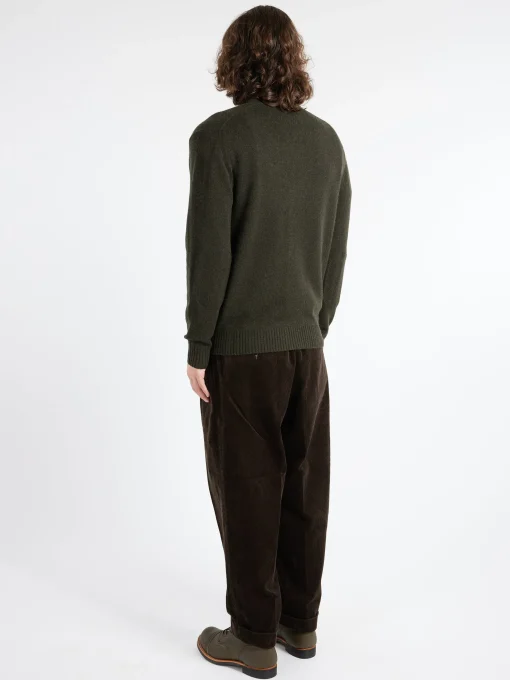 Outlet - Elbow Patch Cardigan in Olive Knitwear