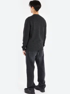 Sale - Elbow Patch Cardigan in Charcoal Grey Knitwear