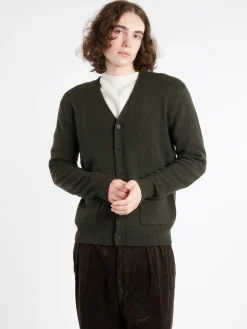 Outlet - Elbow Patch Cardigan in Olive Knitwear