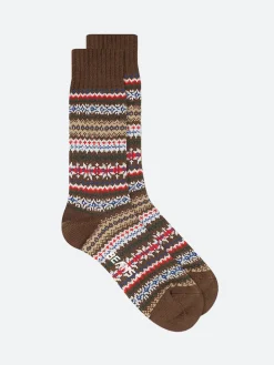 Fashion - Fair Isle Socks in Brown Socks