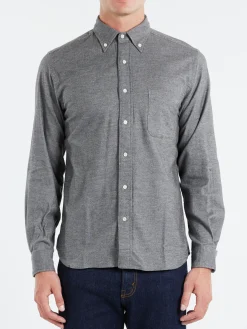 Clearance - Flannel Solid Button Down Shirt in Grey Button-Ups