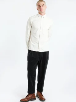 Hot - Flannel Solid Button Down Shirt in Off White Button-Ups