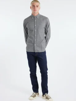 Clearance - Flannel Solid Button Down Shirt in Grey Button-Ups
