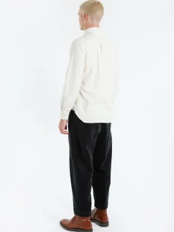 Hot - Flannel Solid Button Down Shirt in Off White Button-Ups