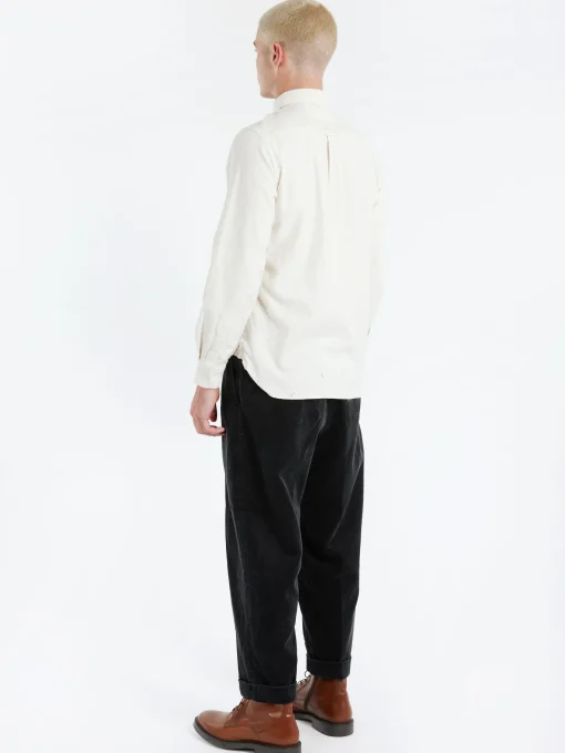 Hot - Flannel Solid Button Down Shirt in Off White Button-Ups