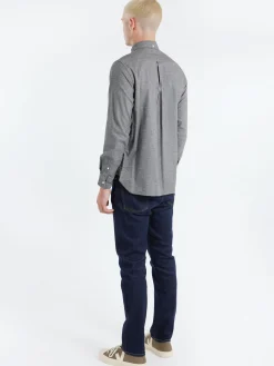 Clearance - Flannel Solid Button Down Shirt in Grey Button-Ups