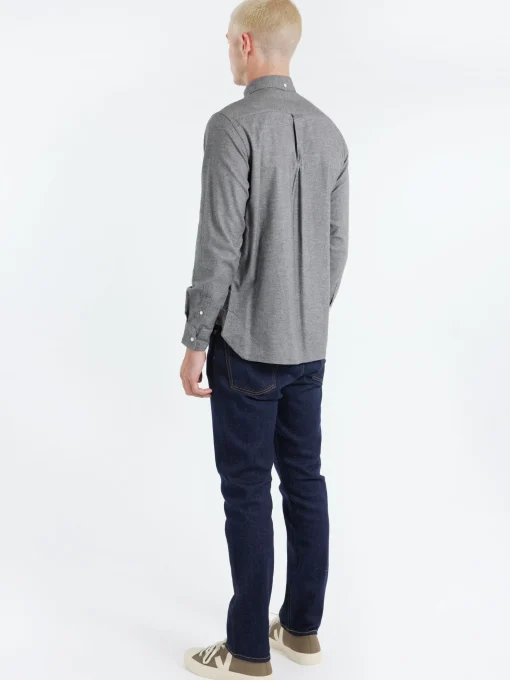 Clearance - Flannel Solid Button Down Shirt in Grey Button-Ups
