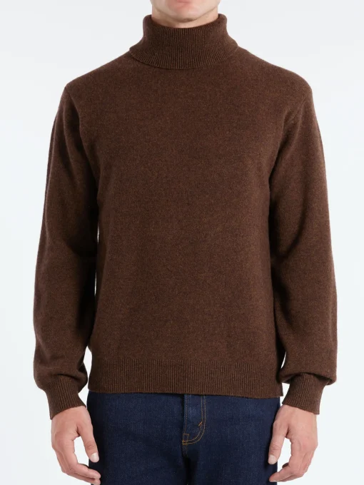Online - 9g Wool Turtleneck in Brown Knitwear
