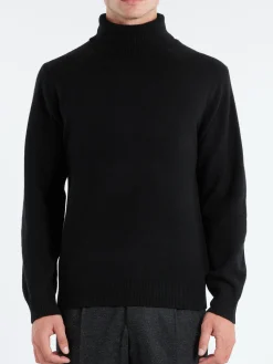 Sale - 9g Wool Turtleneck in Black Knitwear