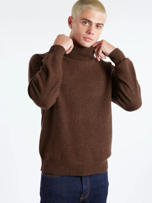 Online - 9g Wool Turtleneck in Brown Knitwear