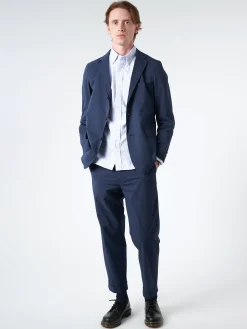 Discount - Ivy Seersucker Trousers in Navy Solid Pants