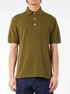 Clearance - Knit Polo Shirt in Green Polos | Knitwear