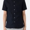 Sale - Linen Coolmax Button-Down Short Sleeve Shirt in Navy Button-Ups