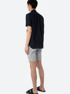 Sale - Linen Coolmax Button-Down Short Sleeve Shirt in Navy Button-Ups
