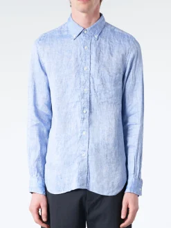 Fashion - Linen Oxford Button Down in Blue Button-Ups