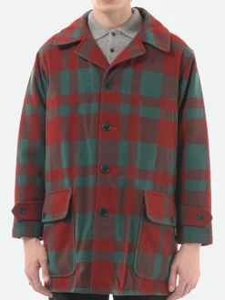Sale - Mechanic Melton Hunting Coat in Red and Green Check Outerwear