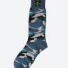Outlet - Melange Camo Socks in Blue Socks