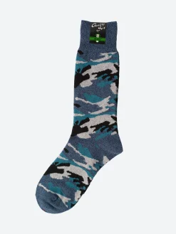 Outlet - Melange Camo Socks in Blue Socks