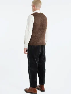 Outlet - Mohair Argyle Vest in Brown Knitwear