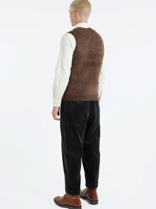 Outlet - Mohair Argyle Vest in Brown Knitwear