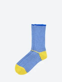 Clearance - Pinstripe Rib Socks in Blue and Yellow Socks