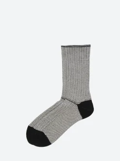 Clearance - Pinstripe Rib Socks in Black and White Socks