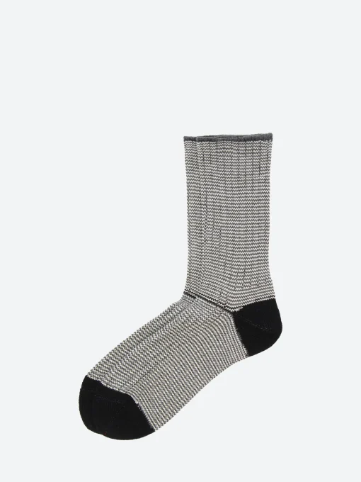 Clearance - Pinstripe Rib Socks in Black and White Socks