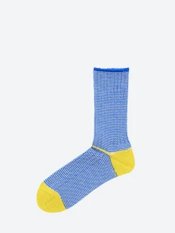 Clearance - Pinstripe Rib Socks in Blue and Yellow Socks