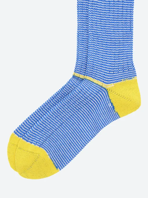 Clearance - Pinstripe Rib Socks in Blue and Yellow Socks