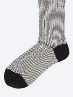 Clearance - Pinstripe Rib Socks in Black and White Socks