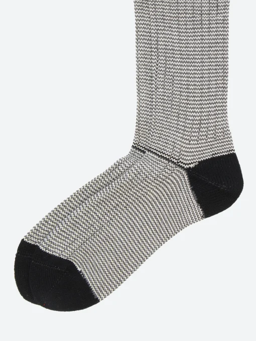 Clearance - Pinstripe Rib Socks in Black and White Socks