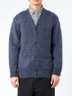 Discount - Stretch Mohair Cardigan in Navy Knitwear